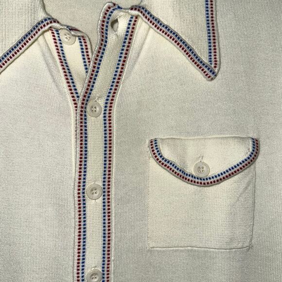 Madcap England Crawdaddy Retro Mod Micro Dash Slim Knit Polo Cardigan Size 2XL - Picture 4 of 12